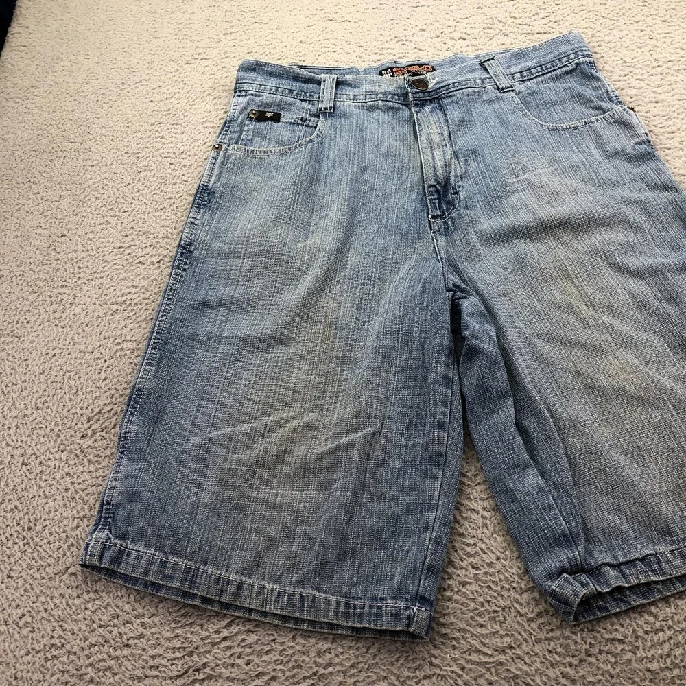 Stylo Shorts Mens 34 Blue Denim Bermuda Relaxed Fit 12 Inseam Casual Long Summer